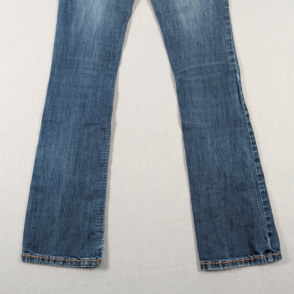 Miss Chic Jeans Womens 3 Blue Denim Low Rise Bootcut Embellished Flap Pocket - Picture 16 of 16